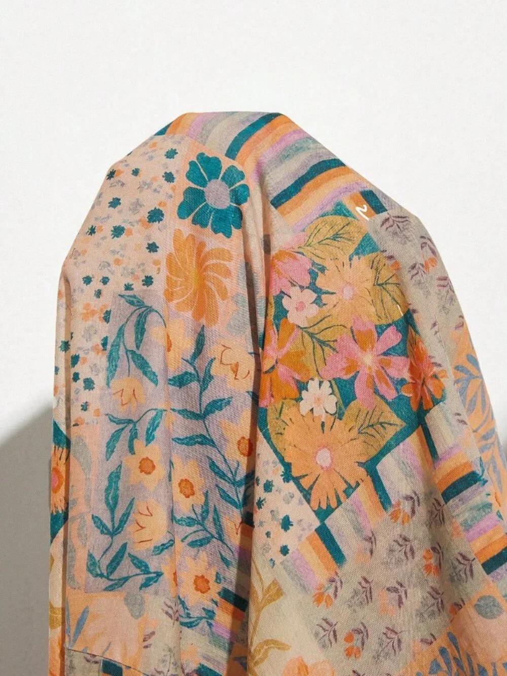 Multicolor Boho Women's Oil Painting Style Print Wrap Front Tie Waist Dress